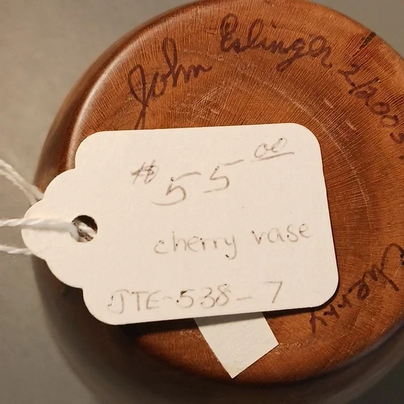Cherry Wood Vase Hand Carved One-of-a-kind #eshopchicago Wooden Turned Art - Picture 7 of 7